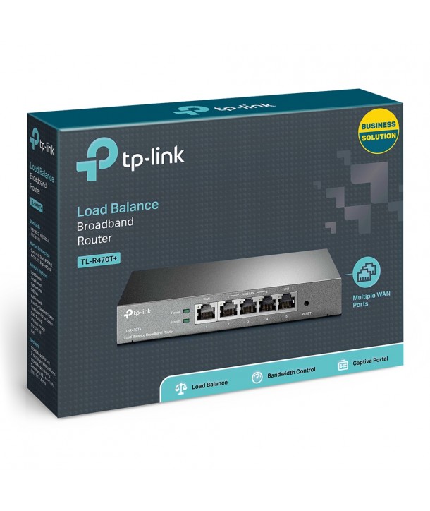 TP-Link TL-R470T+ Router Multi-WAN de 5 puertos con Balanceo de Carga, máximo 4 puertos WAN,VPN pass-through