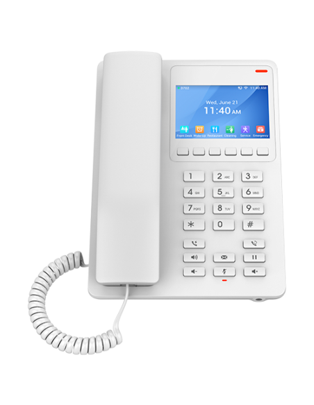 Grandstream GHP630W - Telefono WiFi dual Hotel con 2 cuentas SIP, 1x10/100 Mbps, PoE, pantalla color, blanco
