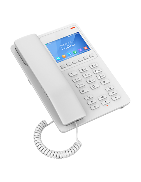 Grandstream GHP630W - Telefono WiFi dual Hotel con 2 cuentas SIP, 1x10/100 Mbps, PoE, pantalla color, blanco