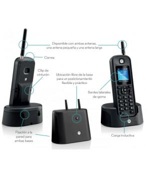 Motorola O201-NEGRO Teléfono DECT inalámbrico de largo alcance 2