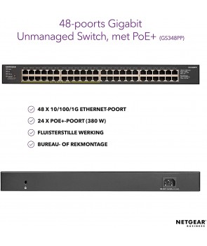 NETGEAR GS348PP-100EUS - ProSafe Switch 48 puertos Gigabit PoE+, con 380W 2