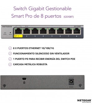 Netgear GS108T Smart Switch 8xGb con INSIGHT 2